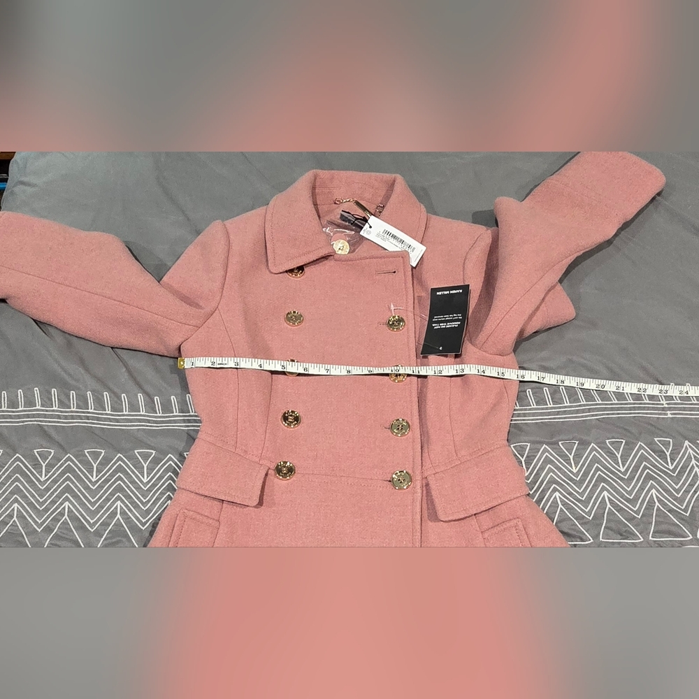 Karen Millen Petite Wool Button Front Double Breasted Princess Coat Size 2 - Picture 6 of 10